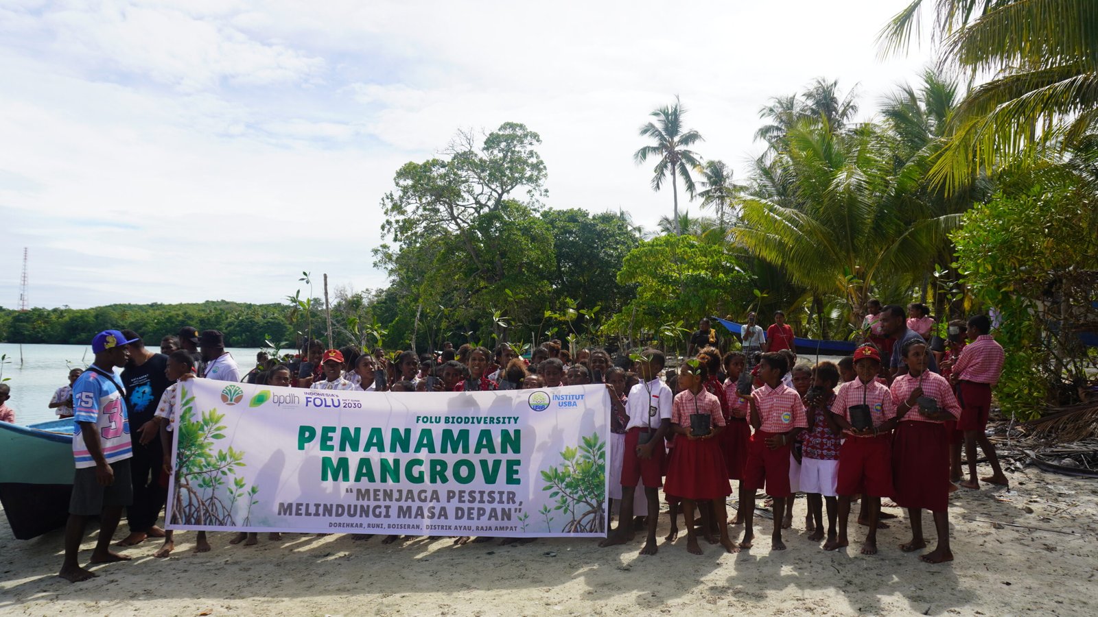 Institut USBA Bersama Masyarakat Adat dan Pelajar Tanam 1.020 Mangrove di Kepulauan Ayau